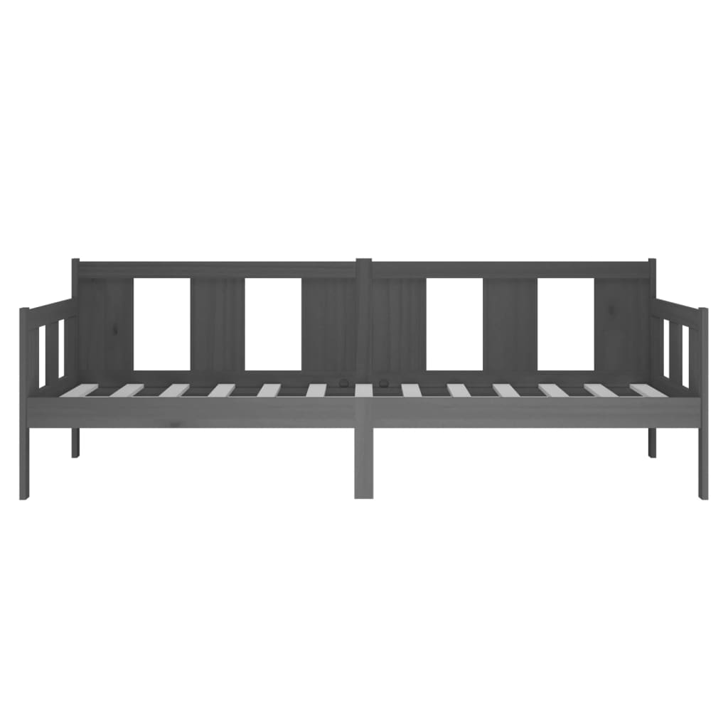 Lit de jour sans matelas gris bois de pin massif 80x200 cm