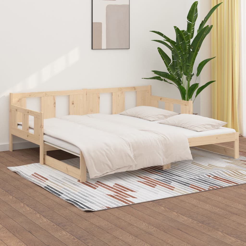 Lit coulissant sans matelas bois de pin massif 2x(90x200) cm