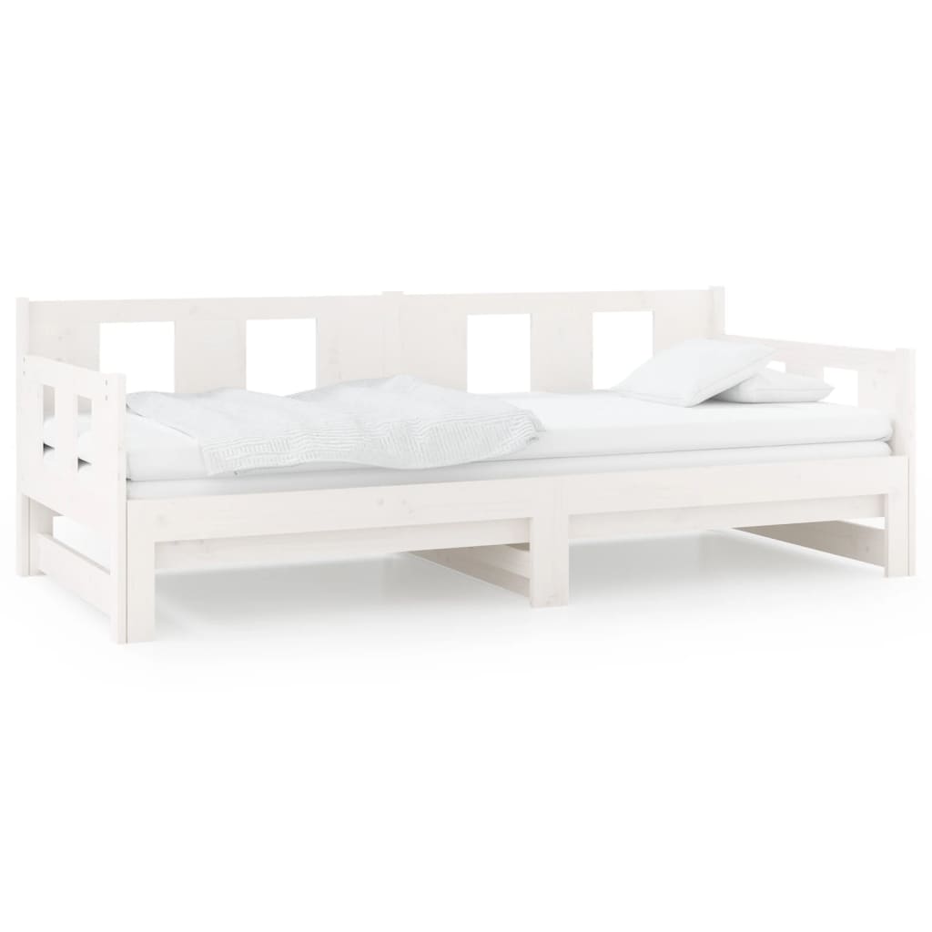 Lit coulissant sans matelas blanc bois de pin solide