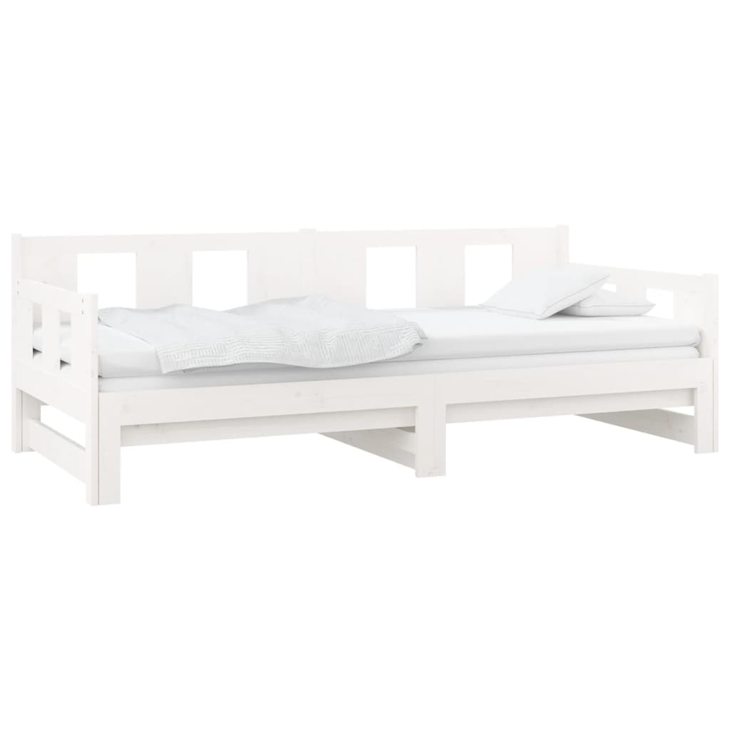 Lit coulissant sans matelas blanc bois de pin solide