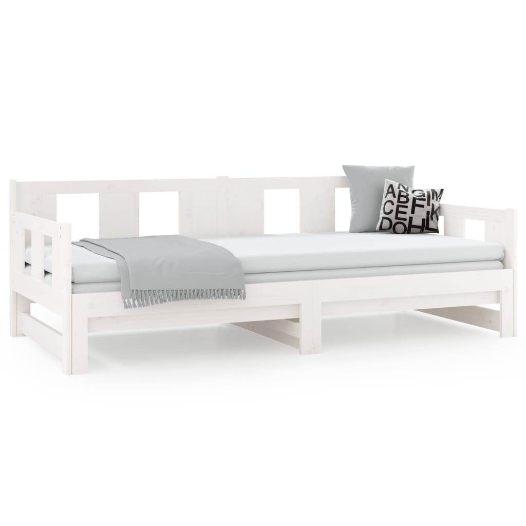 Lit coulissant sans matelas blanc bois de pin solide