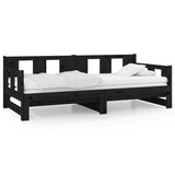 Lit coulissant sans matelas noir 2x(80x200)cm