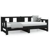 Lit coulissant sans matelas noir 2x(80x200)cm