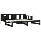 Lit coulissant sans matelas noir 2x(80x200)cm