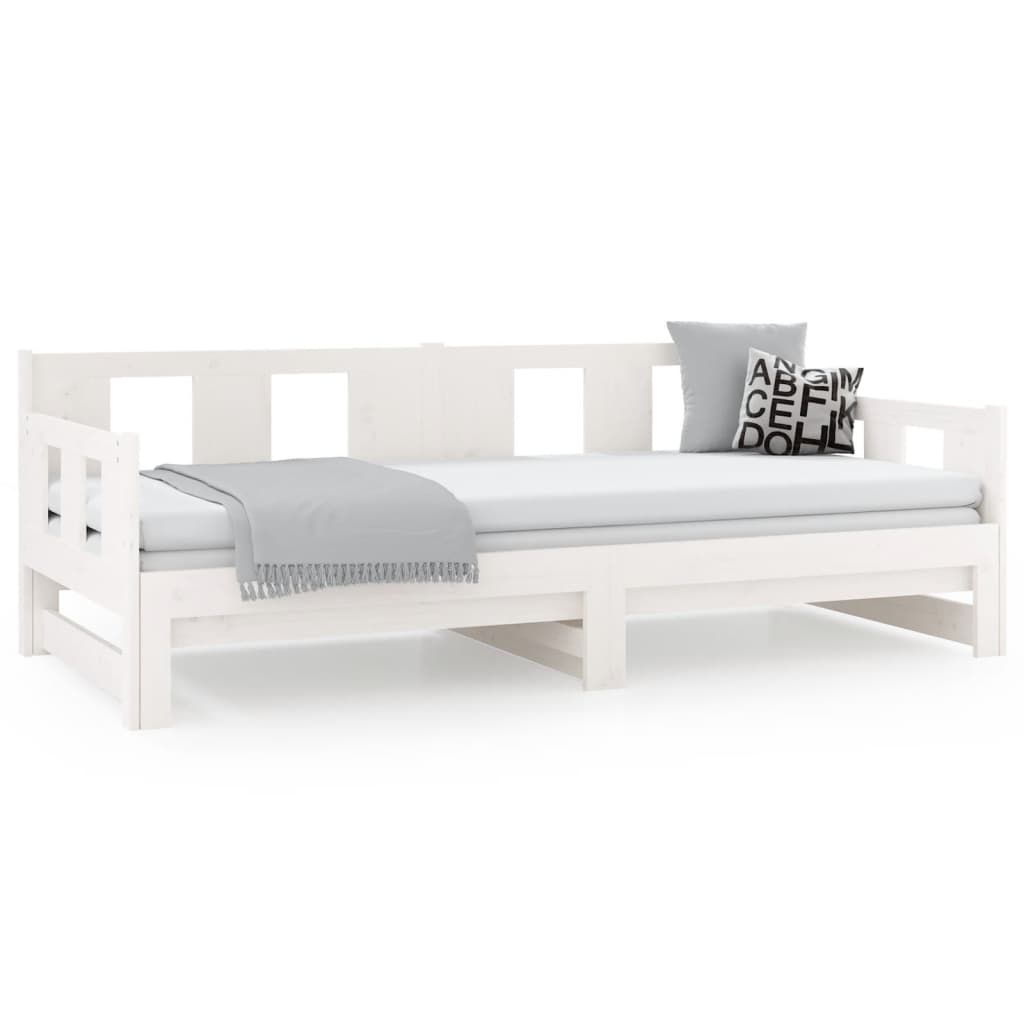 Lit coulissant sans matelas blanc 2x(90x190) cm