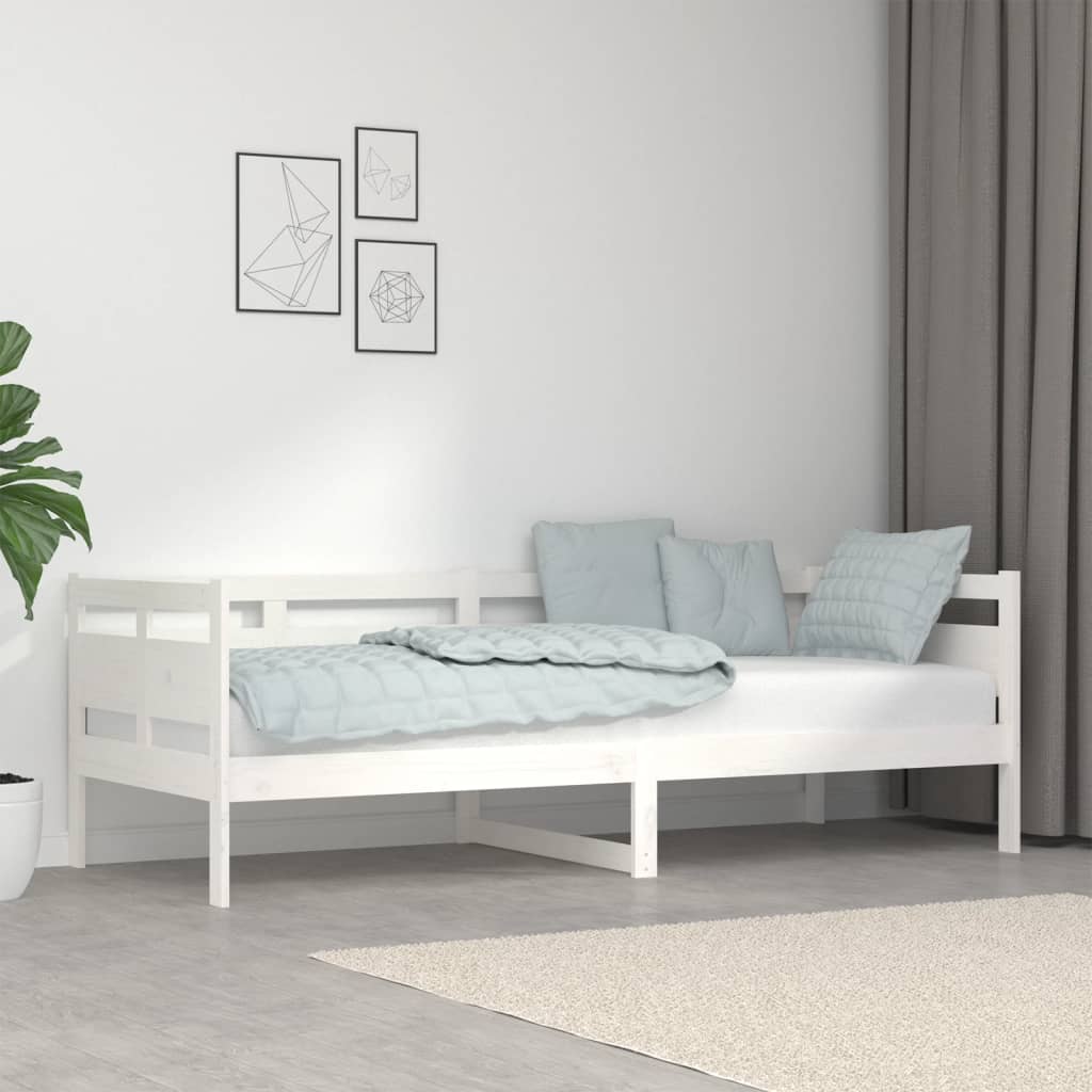 Lit de jour sans matelas blanc bois de pin massif 80x200 cm