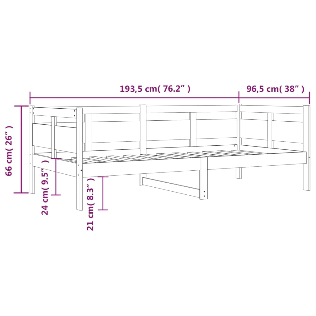 Lit de jour sans matelas bois de pin massif 90x190 cm