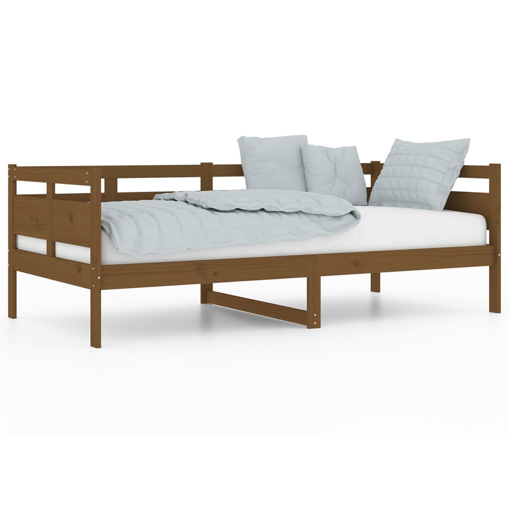 Lit de jour sans matelas marron miel bois pin massif 90x190 cm