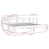 Schiebebett ohne Matratze aus massivem Kiefernholz 2x(90x200) cm