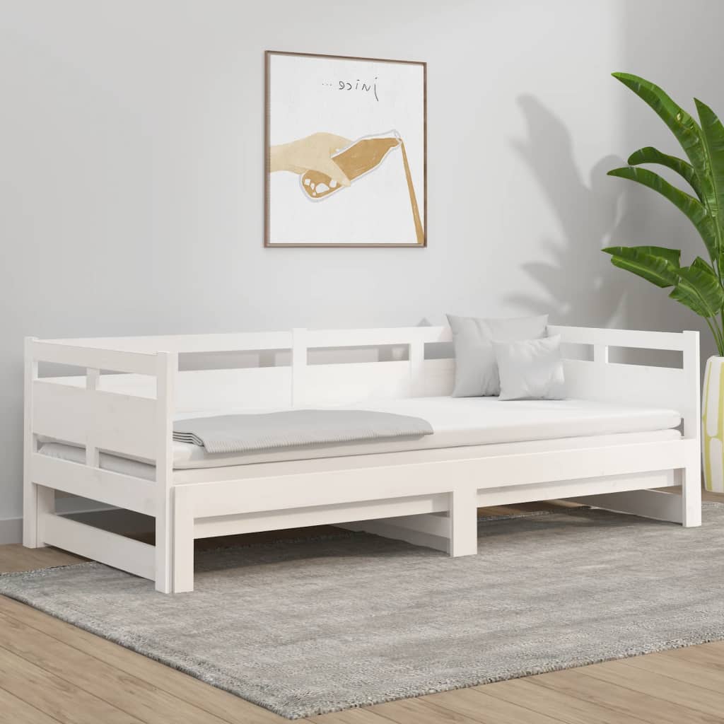 Lit coulissant sans matelas blanc 2x(90x200) cm