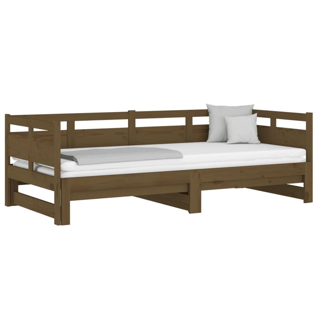 Lit coulissant sans matelas marron miel 2x(80x200)cm