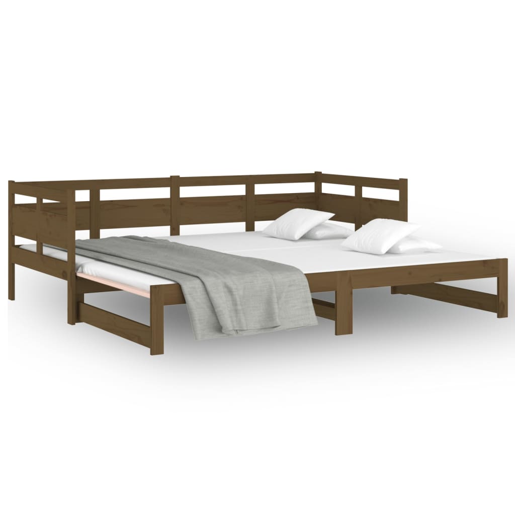 Lit coulissant sans matelas marron miel 2x(80x200)cm