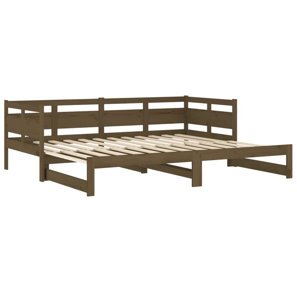 Lit coulissant sans matelas marron miel 2x(80x200)cm