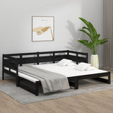 Lit coulissant sans matelas noir 2x(80x200)cm