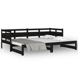 Lit coulissant sans matelas noir 2x(80x200)cm