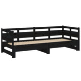 Lit coulissant sans matelas noir 2x(80x200)cm