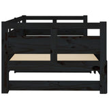 Lit coulissant sans matelas noir 2x(80x200)cm