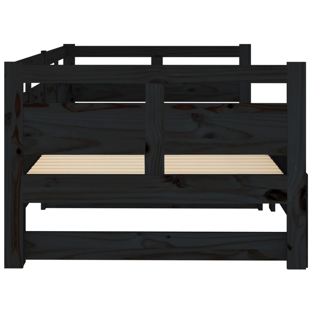 Lit coulissant sans matelas noir 2x(90x190) cm