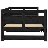 Lit coulissant sans matelas noir 2x(90x190) cm