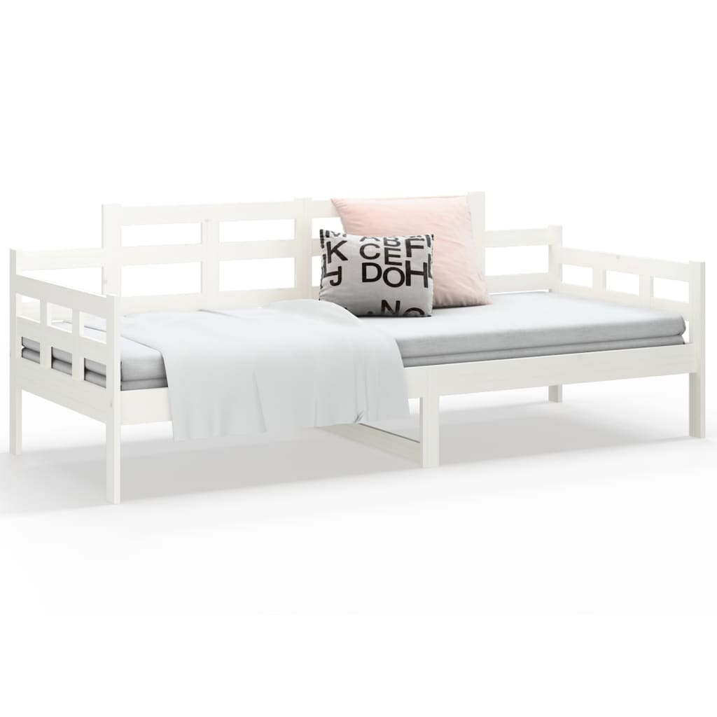 Lit de jour sans matelas blanc bois de pin massif 90x200 cm