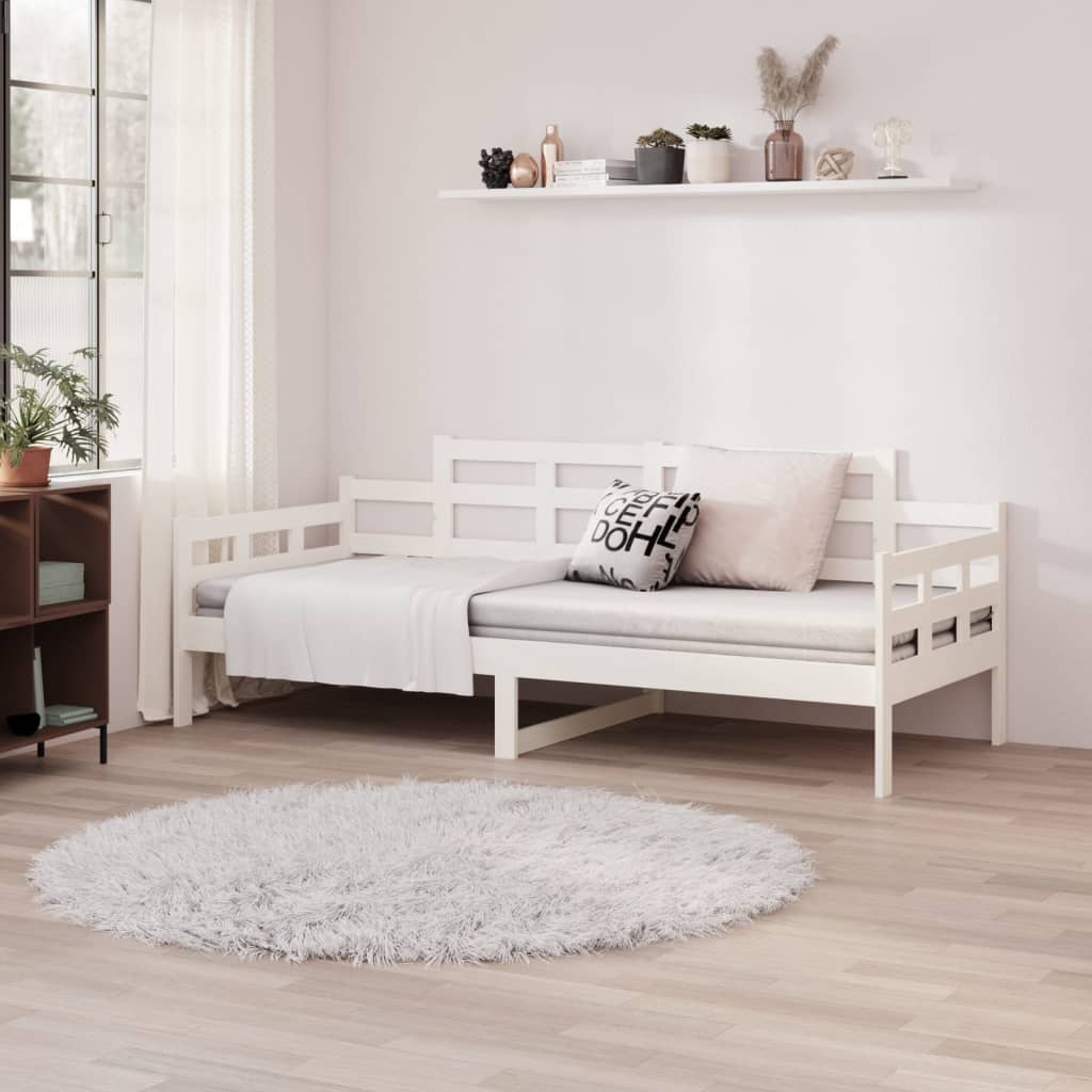 Lit de jour sans matelas blanc bois de pin massif 90x200 cm