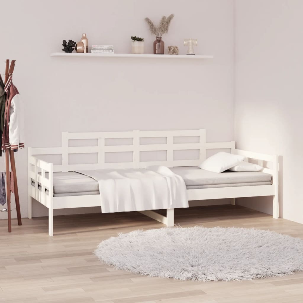 Lit de jour sans matelas blanc bois de pin massif 90x200 cm