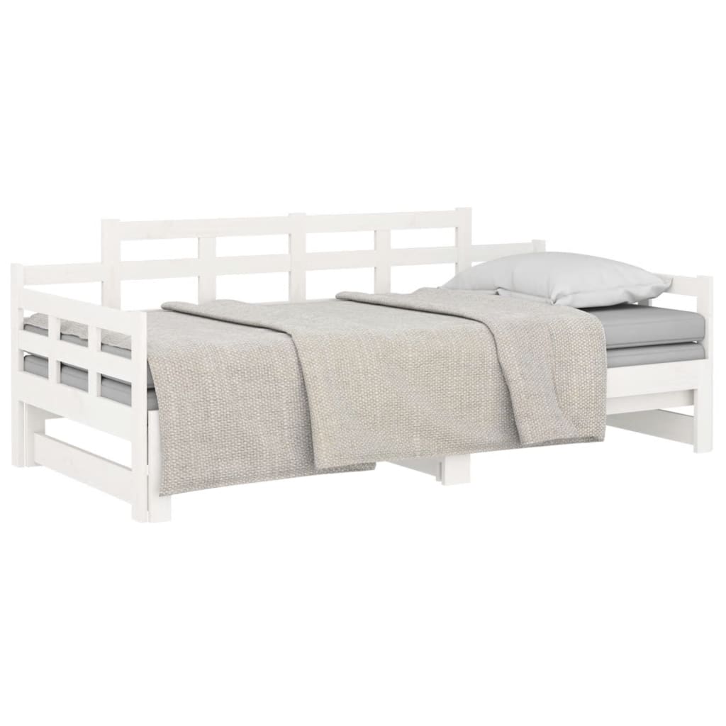 Lit coulissant sans matelas blanc 2x(90x200) cm