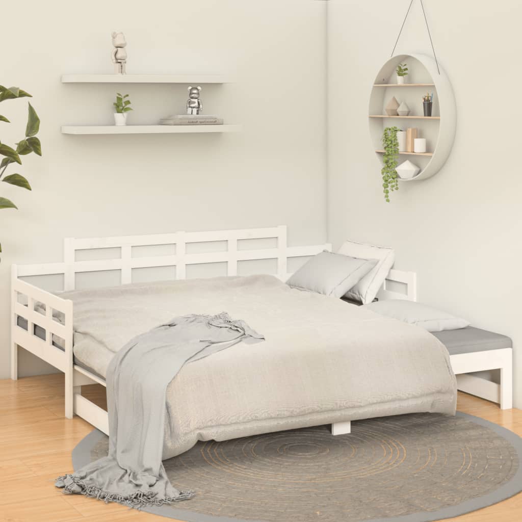 Lit coulissant sans matelas blanc 2x(90x200) cm