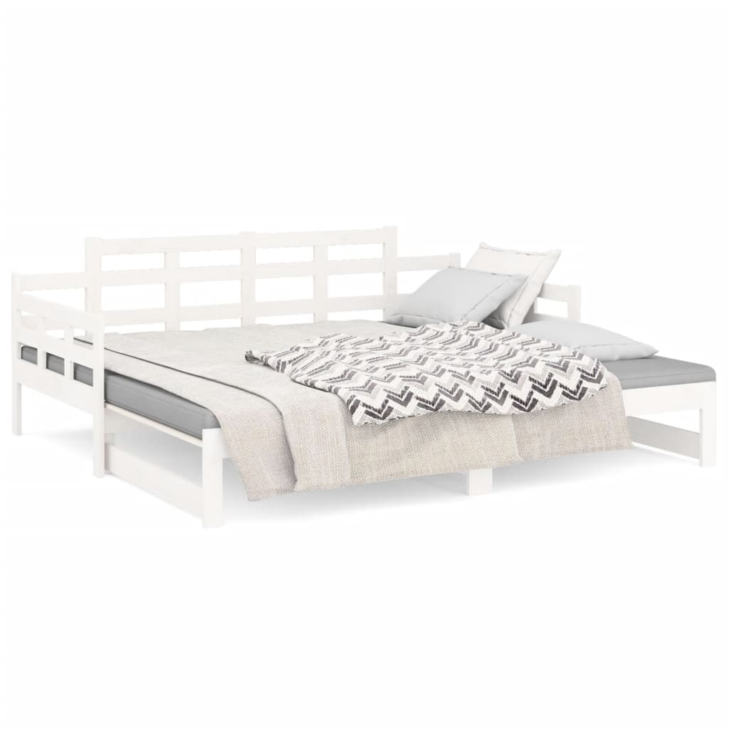 Lit coulissant sans matelas blanc 2x(90x200) cm