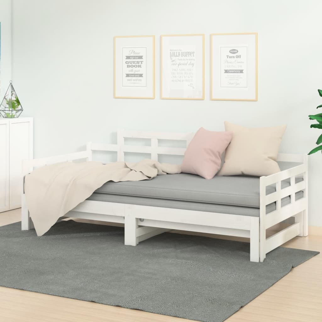 Lit coulissant sans matelas blanc 2x(90x200) cm