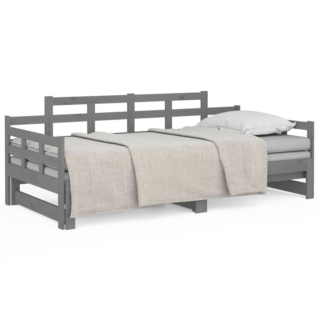 Sliding bed without mattress gray 2x(90x200) cm