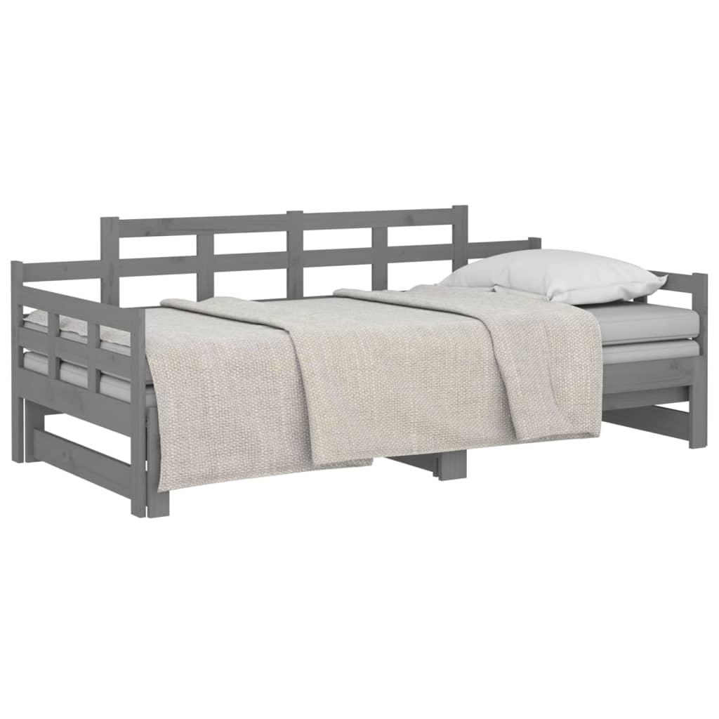 Sliding bed without mattress gray 2x(90x200) cm