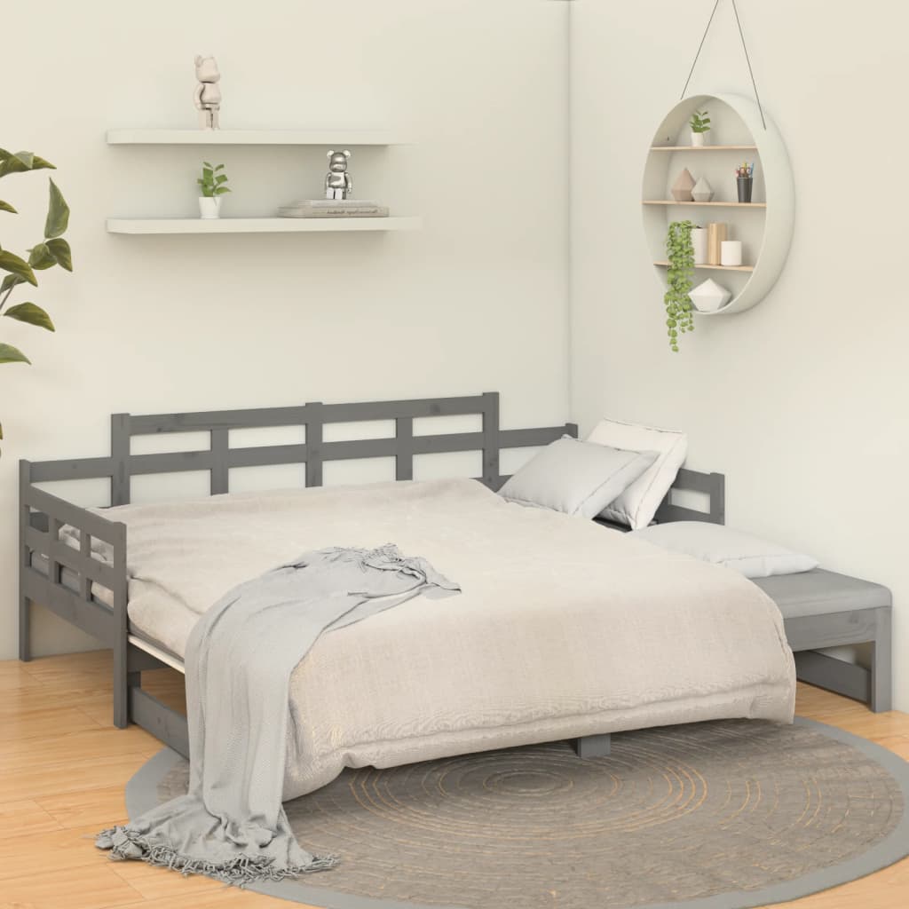 Sliding bed without mattress gray 2x(90x200) cm