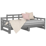 Sliding bed without mattress gray 2x(90x200) cm