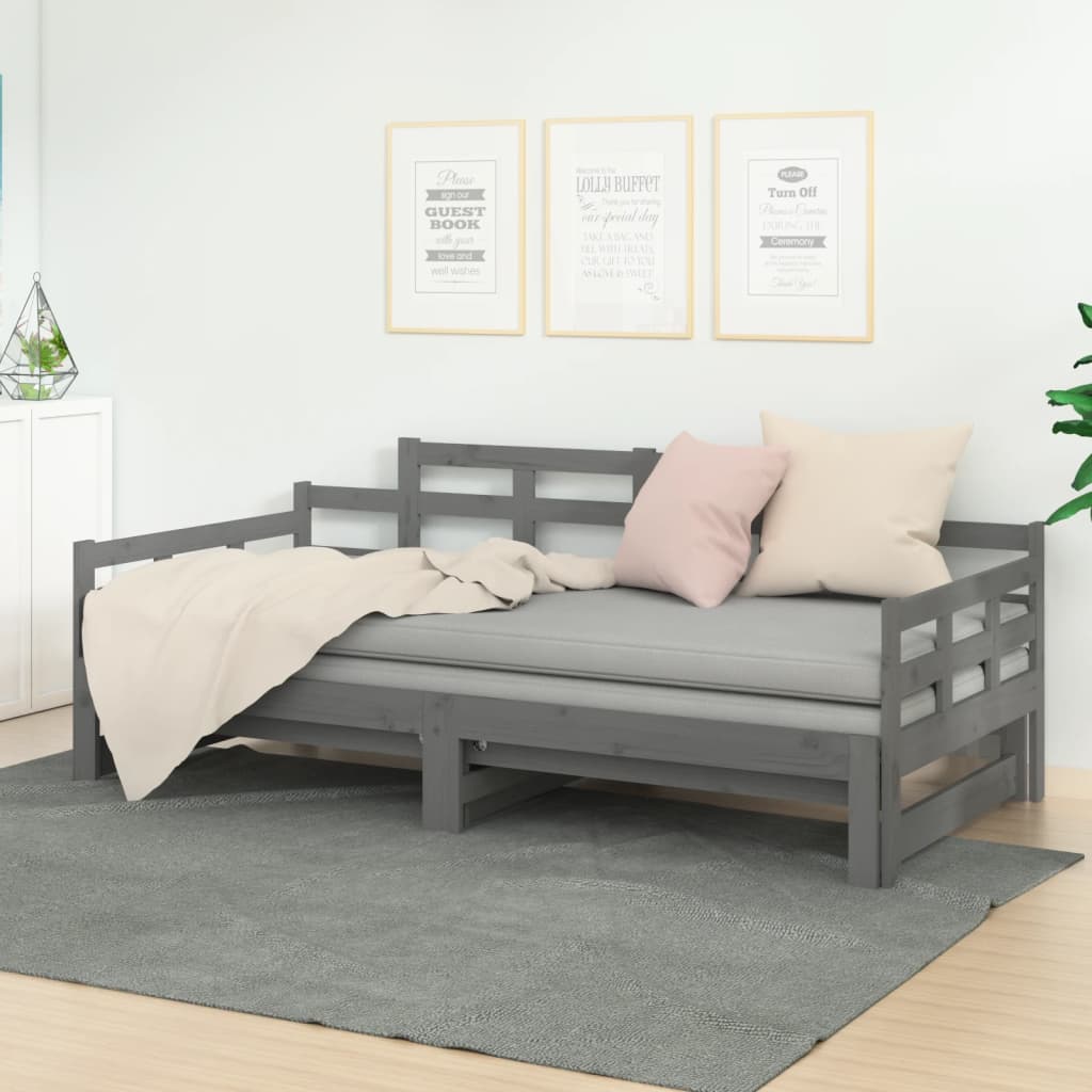 Sliding bed without mattress gray 2x(90x200) cm