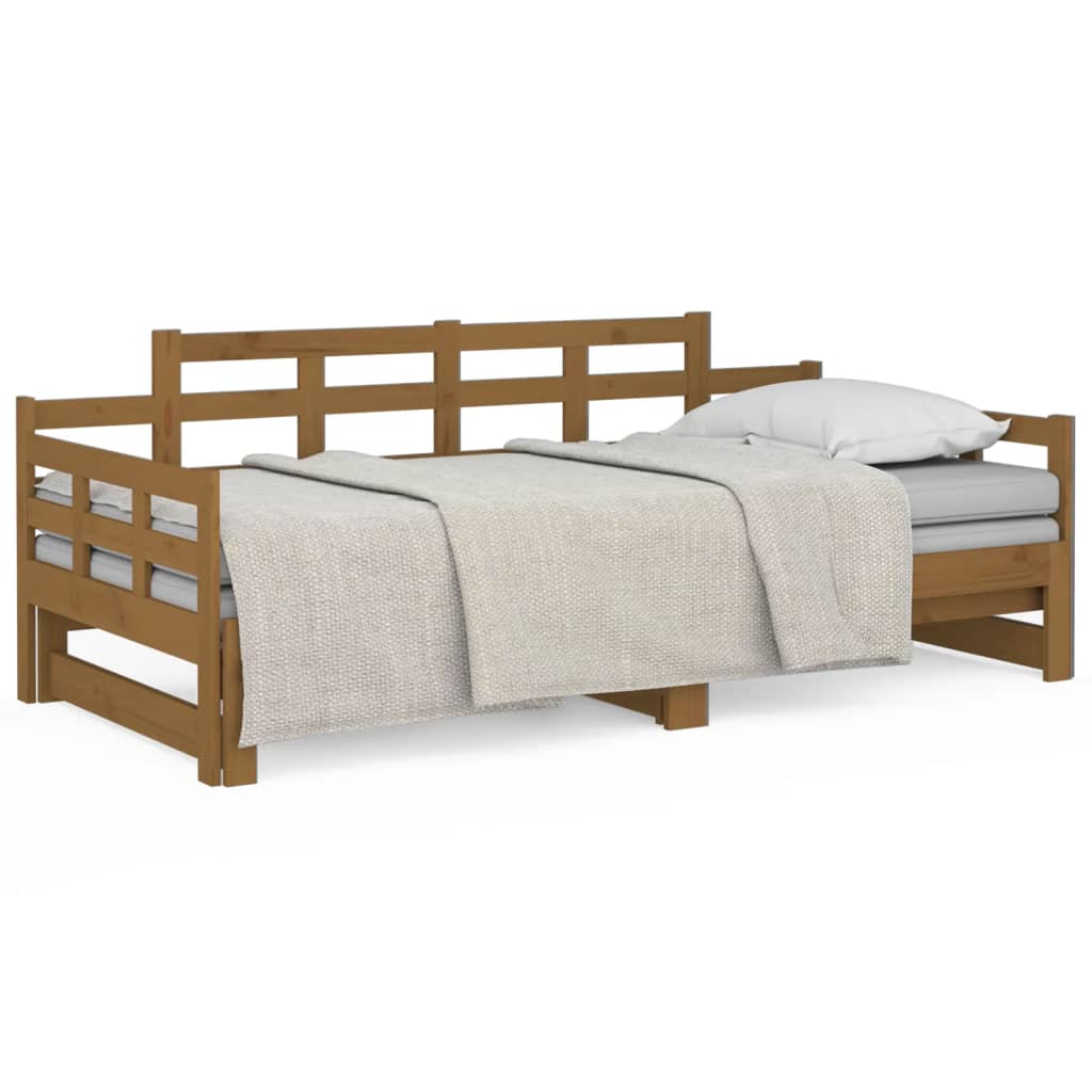 Lit coulissant sans matelas marron miel 2x(90x200) cm