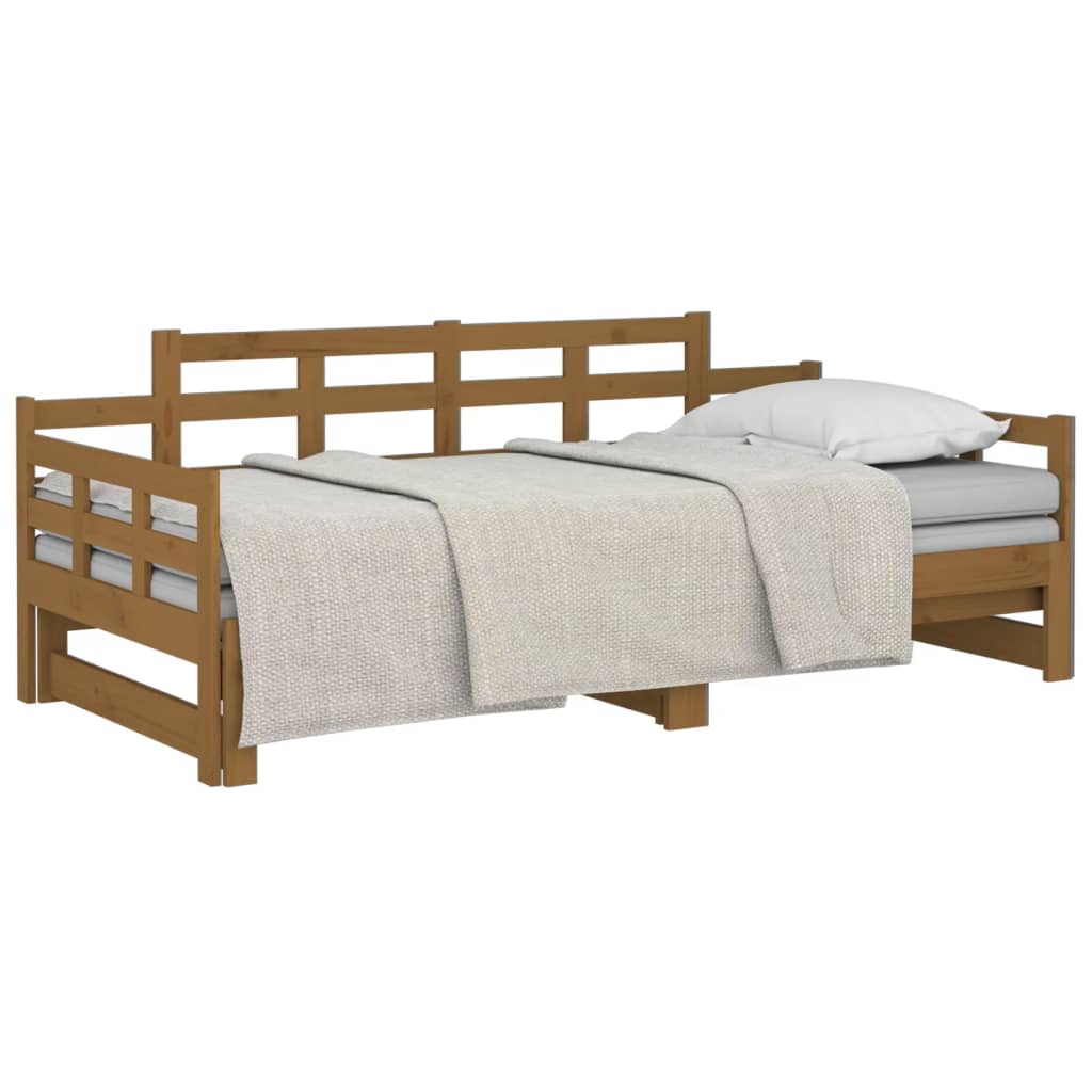 Lit coulissant sans matelas marron miel 2x(90x200) cm