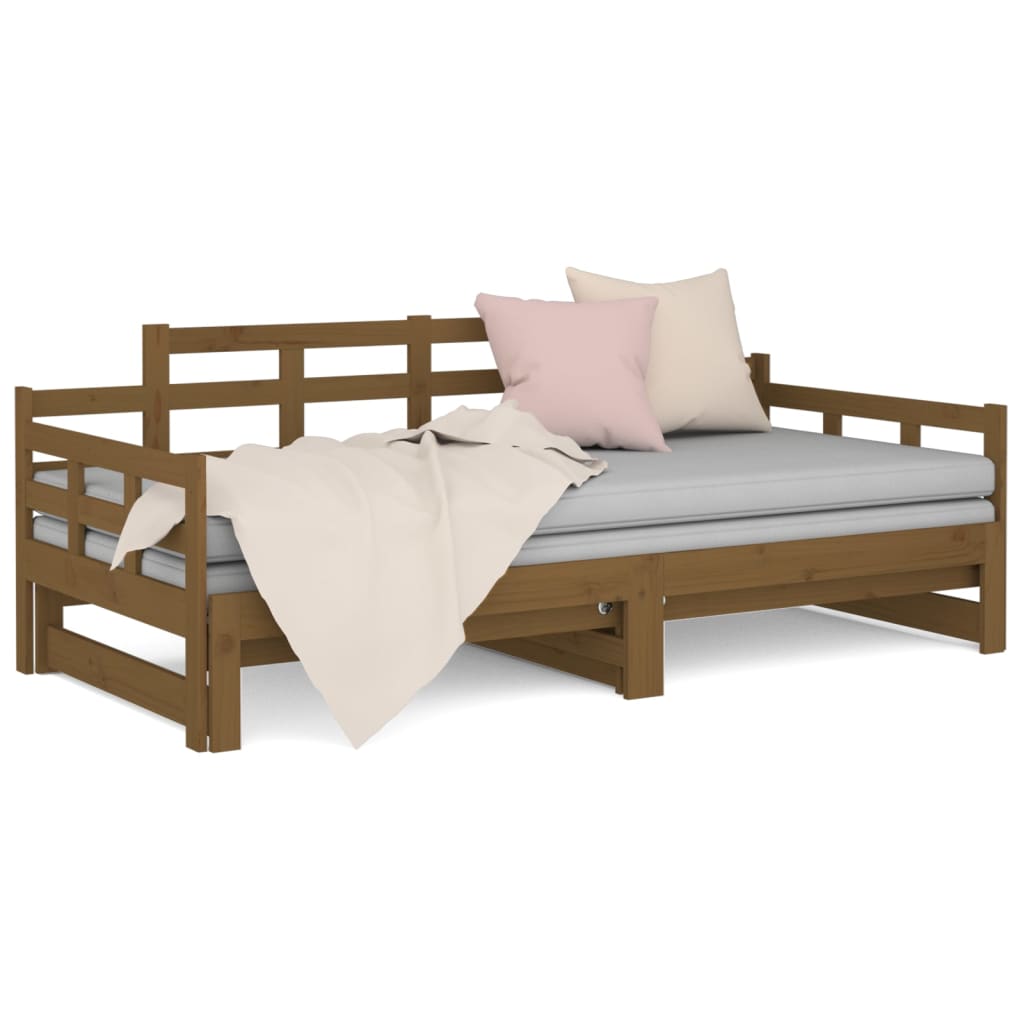 Lit coulissant sans matelas marron miel 2x(90x200) cm