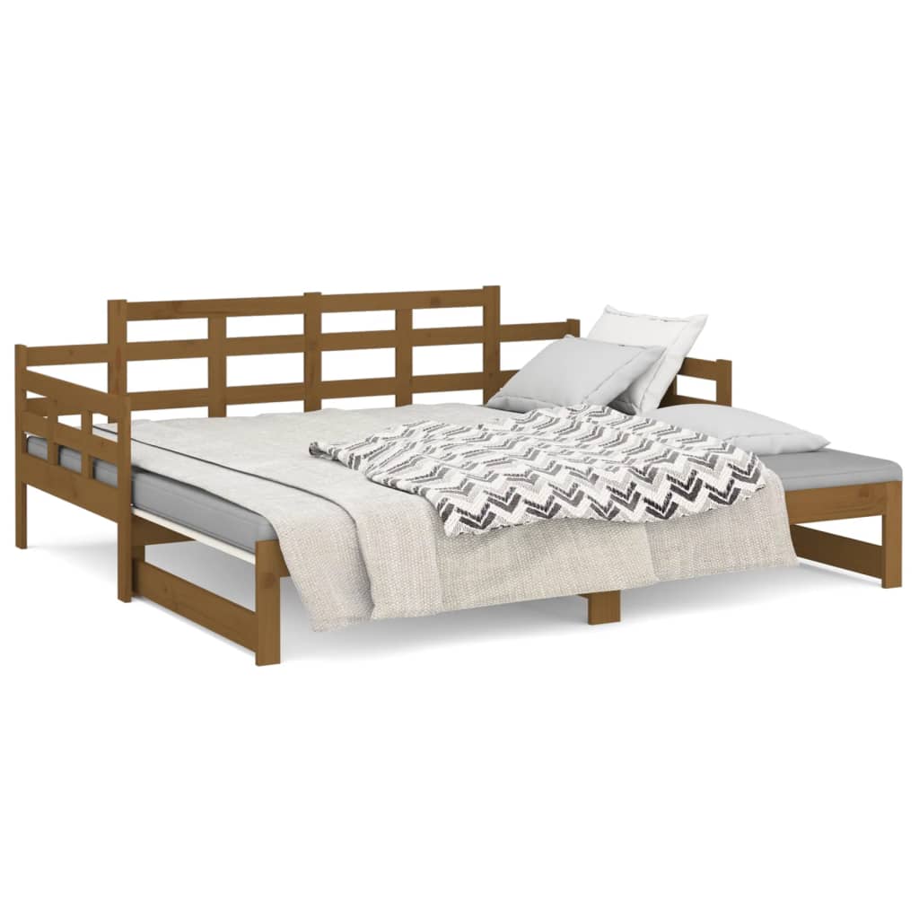 Lit coulissant sans matelas marron miel 2x(90x200) cm