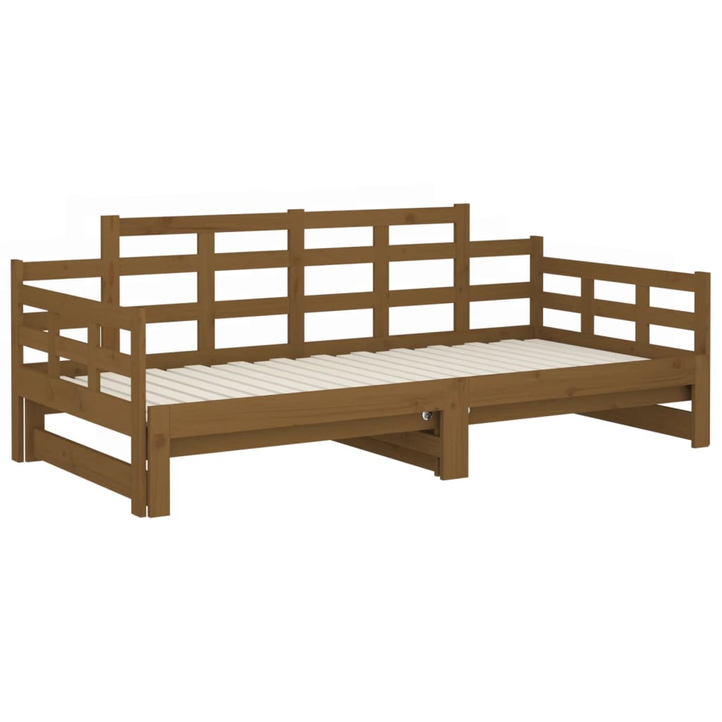 Lit coulissant sans matelas marron miel 2x(90x200) cm