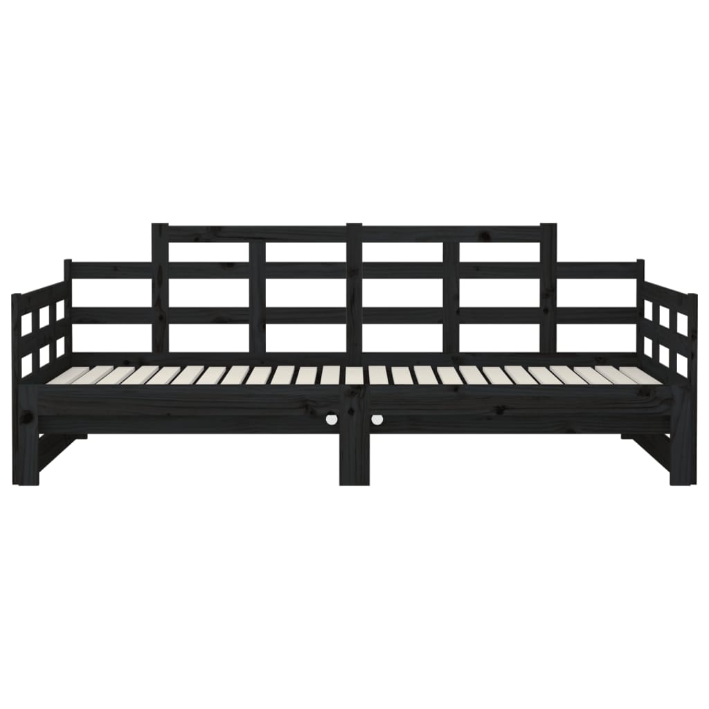 Lit coulissant sans matelas noir 2x(90x200) cm