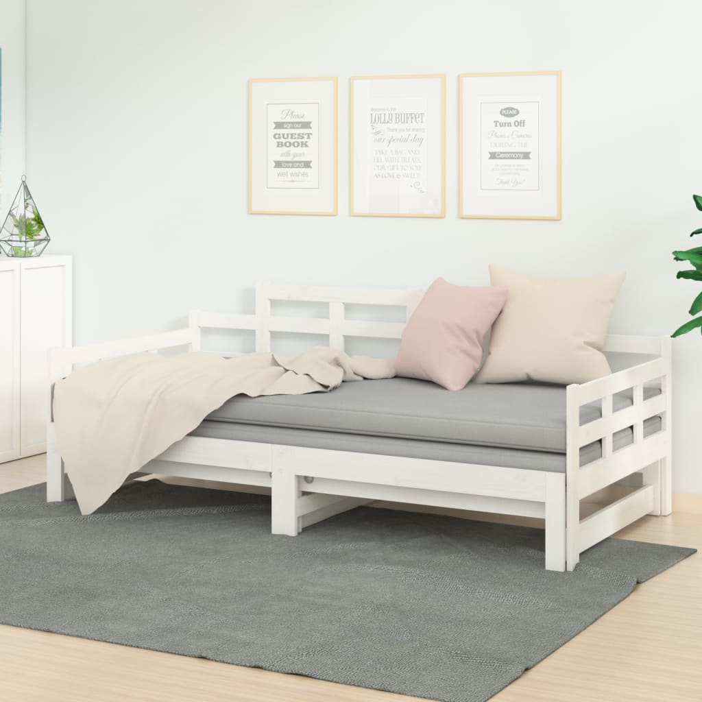 Sliding bed without mattress white 2x(90x190) cm