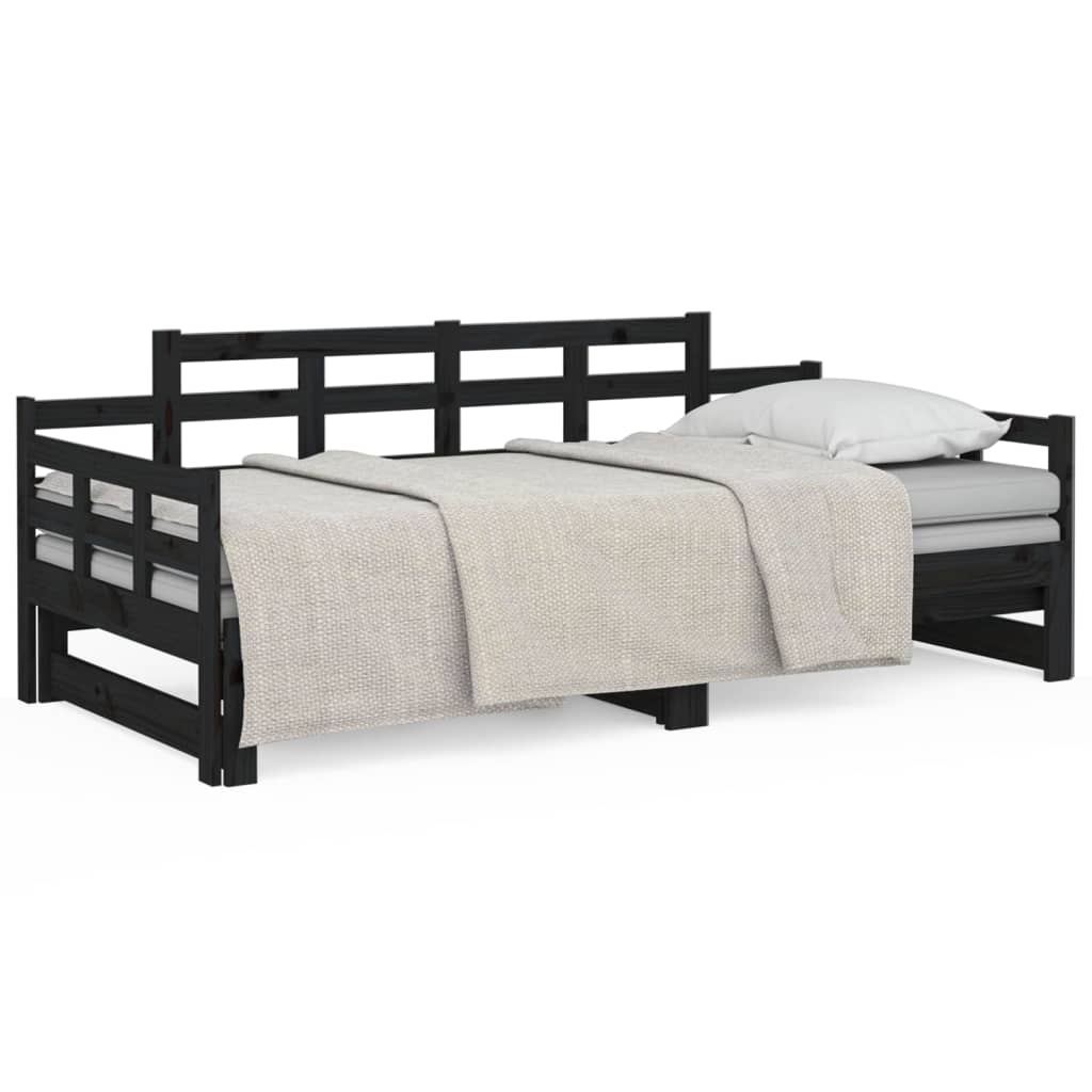 Sliding bed without mattress black 2x(90x190) cm