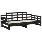 Sliding bed without mattress black 2x(90x190) cm