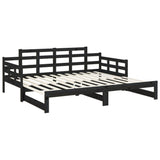 Sliding bed without mattress black 2x(90x190) cm