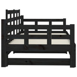 Sliding bed without mattress black 2x(90x190) cm