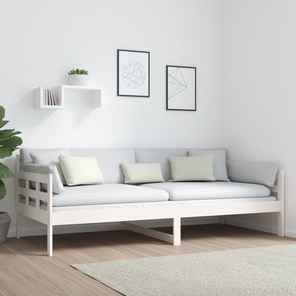 Lit de jour sans matelas blanc bois de pin massif 90x200 cm