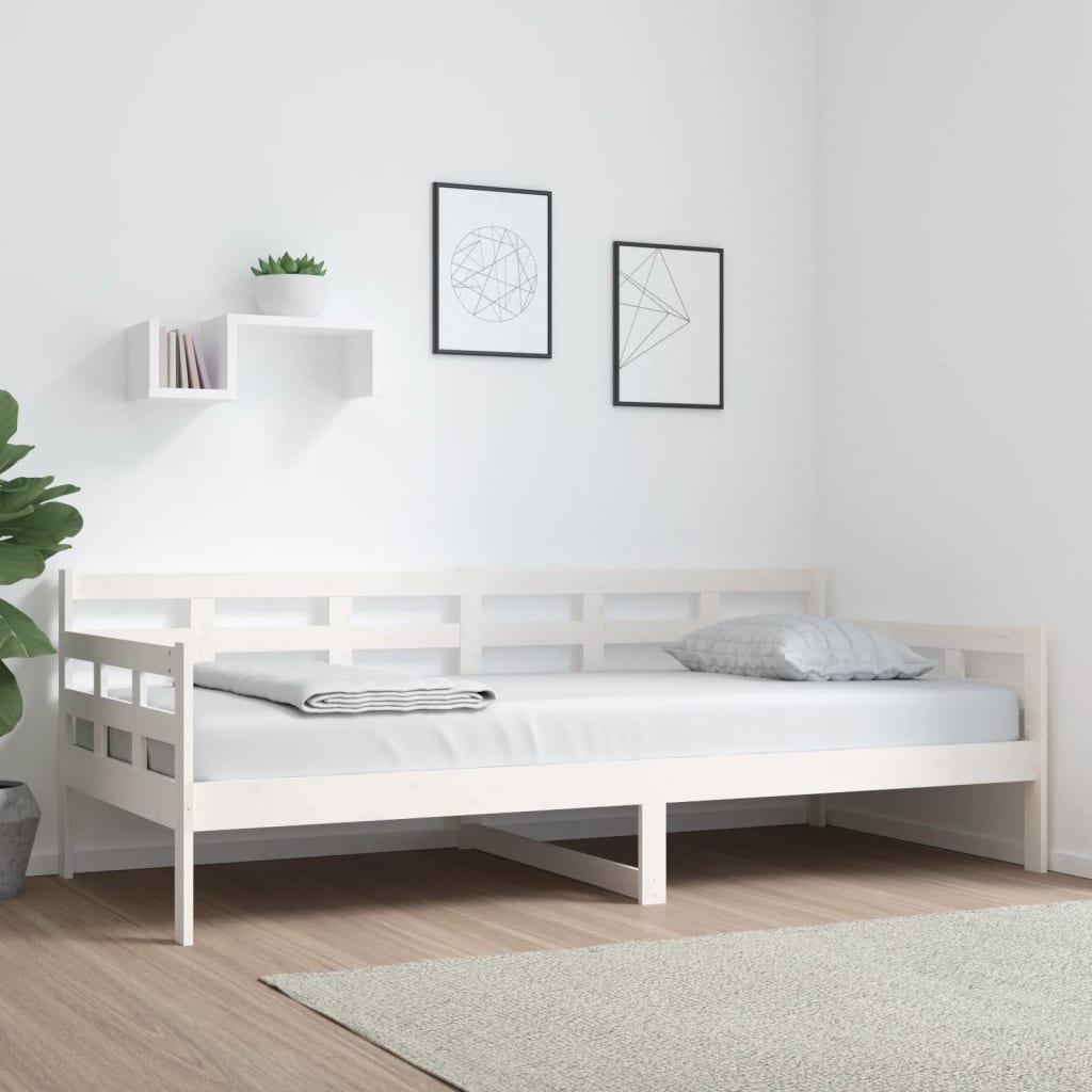 Lit de jour sans matelas blanc bois de pin massif 90x200 cm