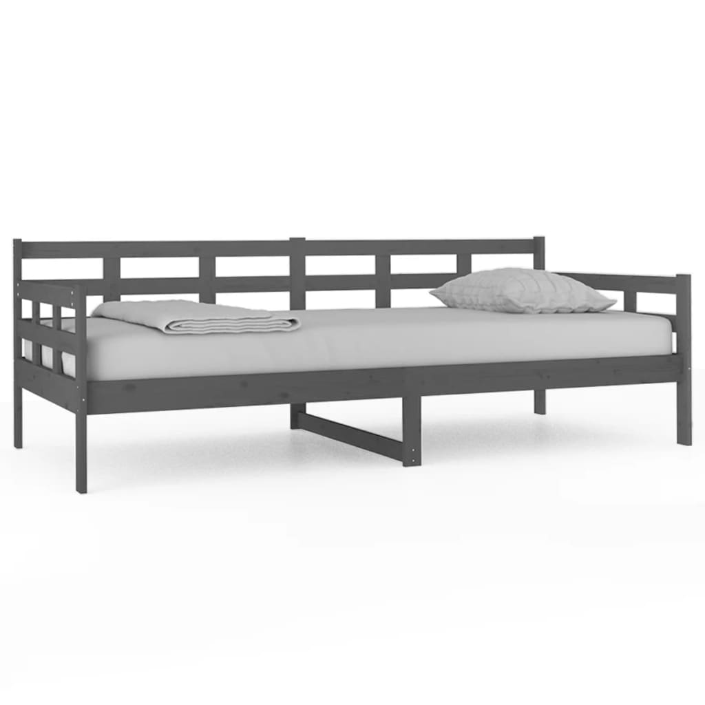 Day bed without mattress gray solid pine wood 90x200 cm