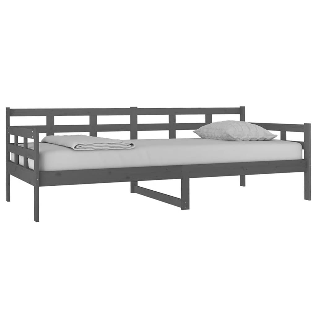 Lit de jour sans matelas gris bois de pin massif 90x200 cm